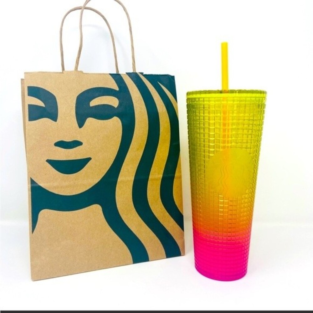 Starbucks Lemon Ombré Grid Venti Tumbler NWT